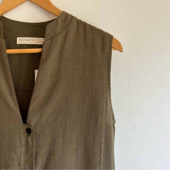 Hackwith Design House Mandarin Collar Dress in Olive - Picture 8 of 16